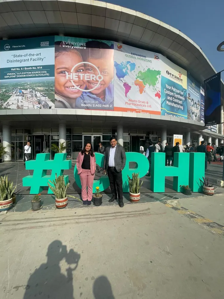 The CPHI lettering outside the exhibition venue in the evening